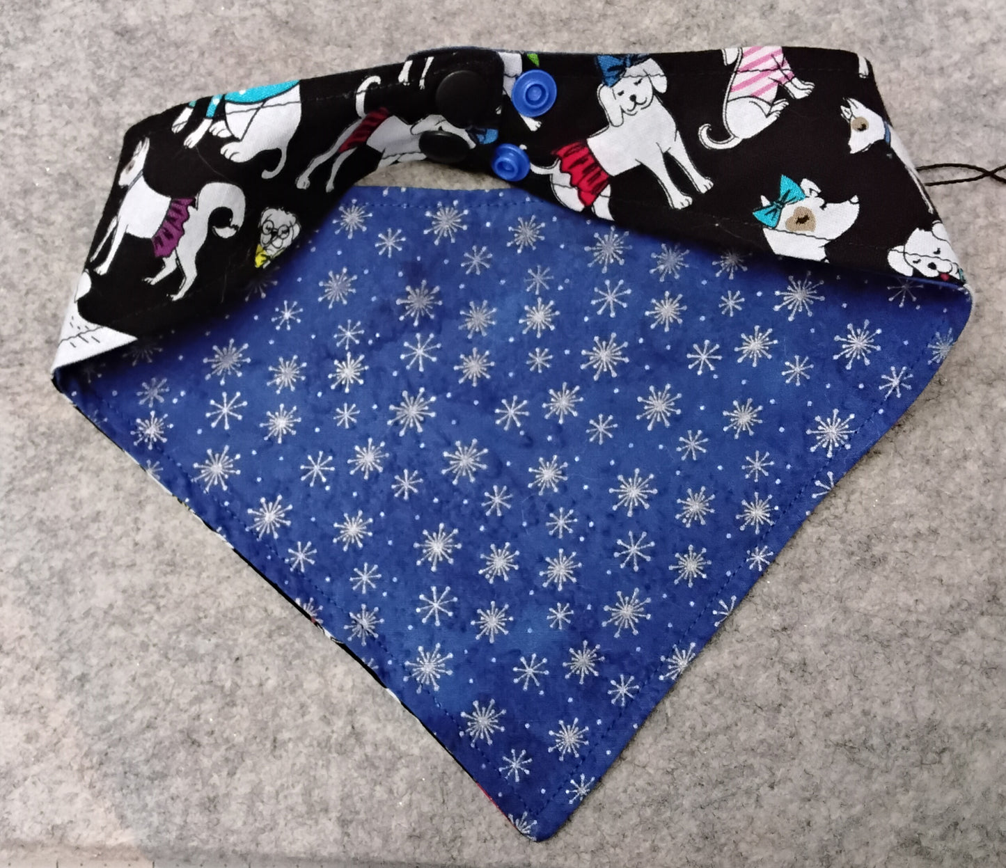 Dogs with Holiday Bows & Snowflakes Snap-On Dog Bandana