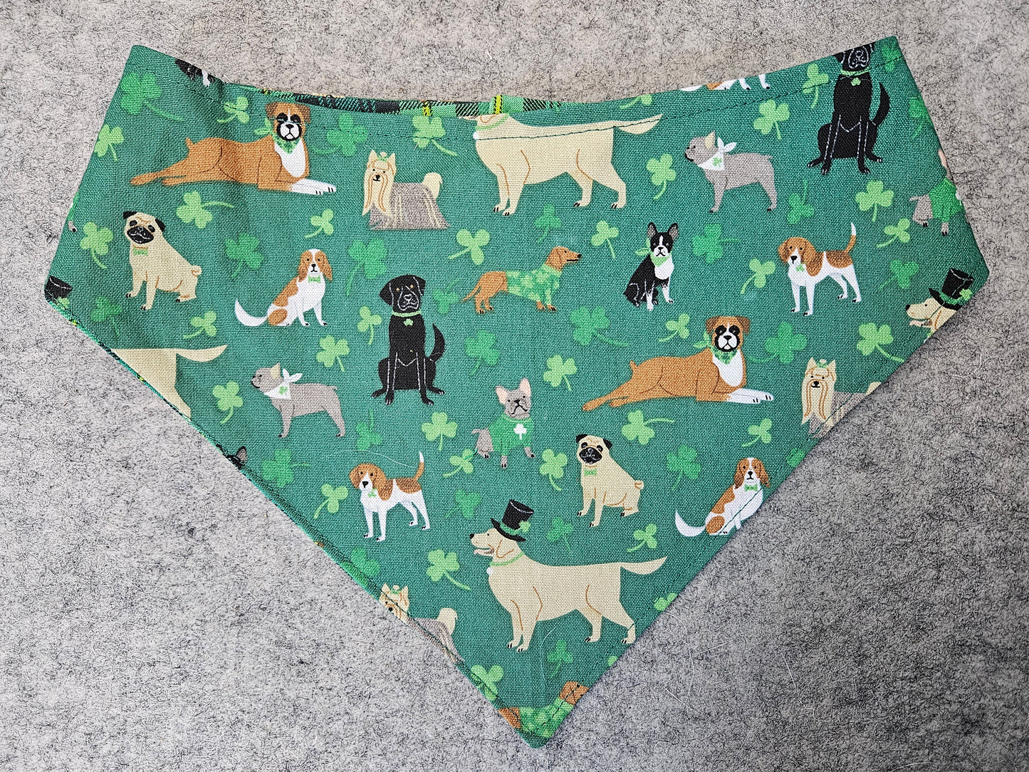 Green Plaid & Shamrocks Snap-On Dog Bandana