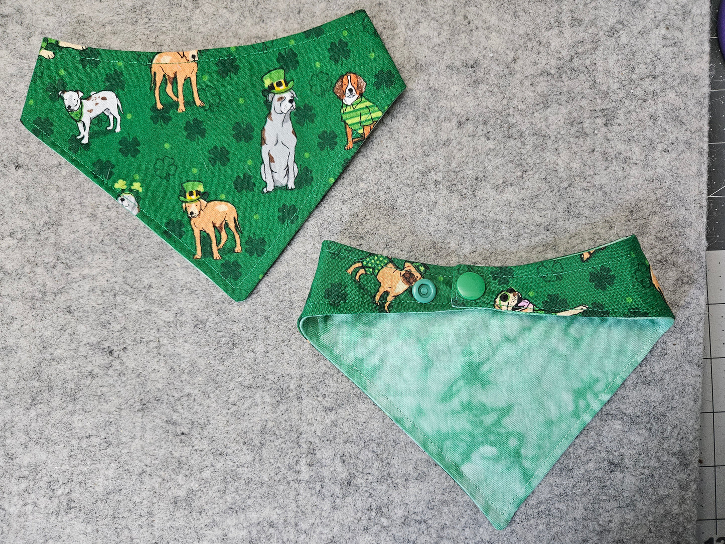 Leprechaun Pups Snap-On Dog Bandana