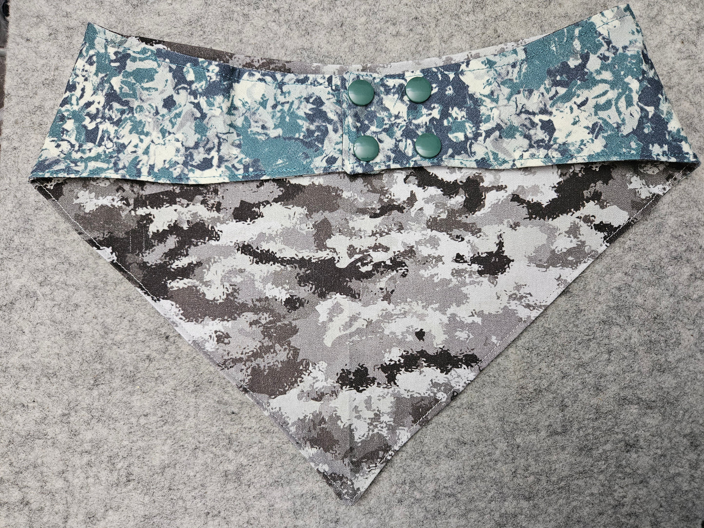 Green and Grey Camo Snap-On Dog Bandana