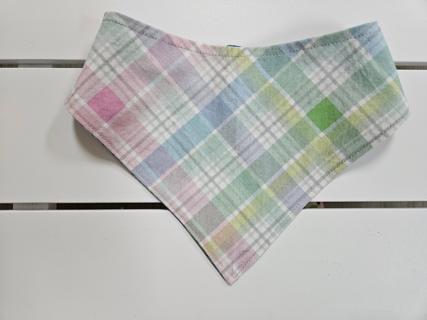 Blue Ocean Waves with Plaid Snap-On Dog Bandana