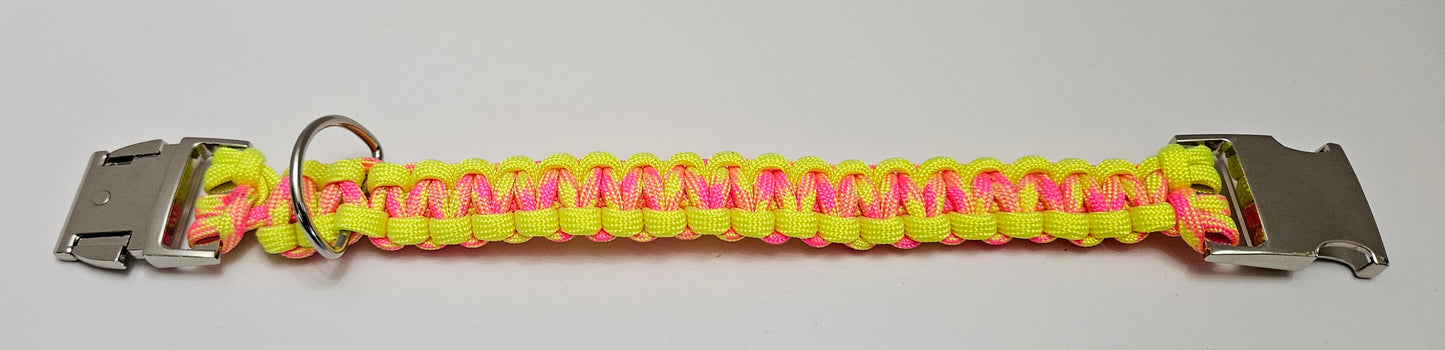 Cobra Weave Paracord Dog Collar - Neon Yellow 9 Inch Limited Edition