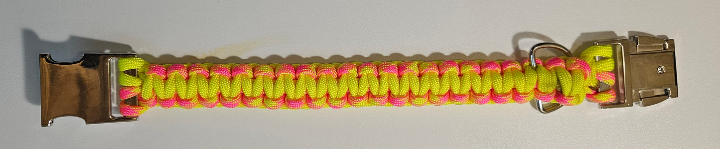 Cobra Weave Paracord Dog Collar - Neon Yellow 9 Inch Limited Edition