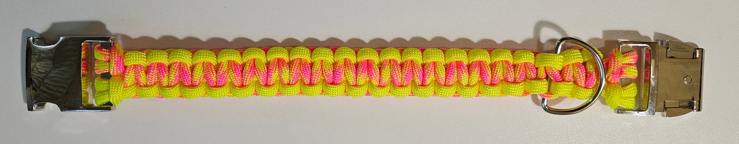 Cobra Weave Paracord Dog Collar - Neon Yellow 9 Inch Limited Edition