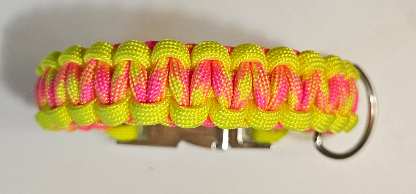 Cobra Weave Paracord Dog Collar - Neon Yellow 9 Inch Limited Edition