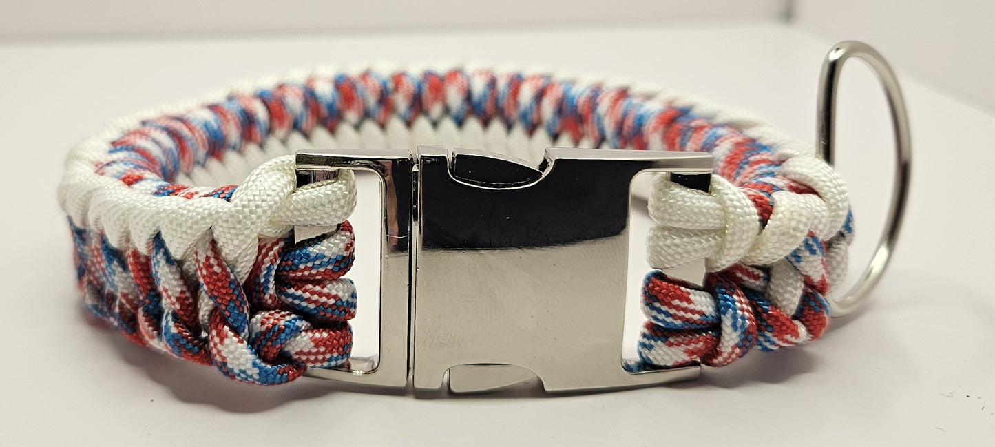 Infinity Weave Patriotic Paracord Dog Collar - 10 Inch Limited Edition