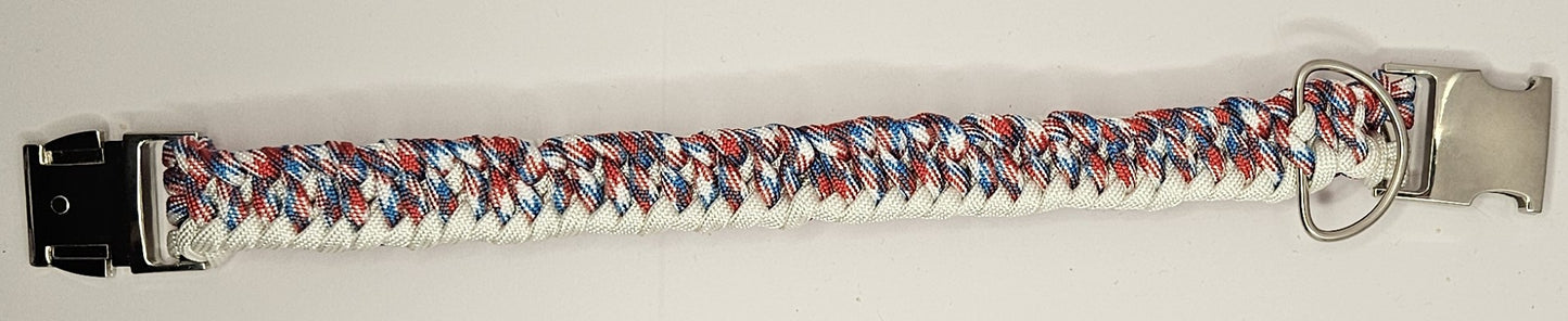 Infinity Weave Patriotic Paracord Dog Collar - 10 Inch Limited Edition