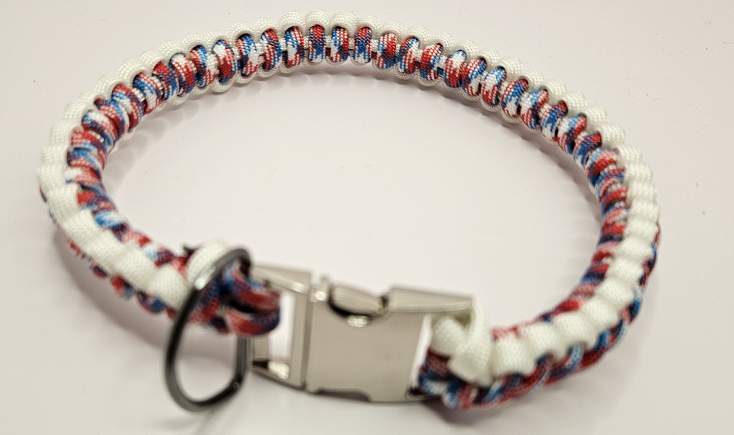 Bootlace Bar Patriotic Weave Paracord Dog Collar - 13 Inch Limited Edition