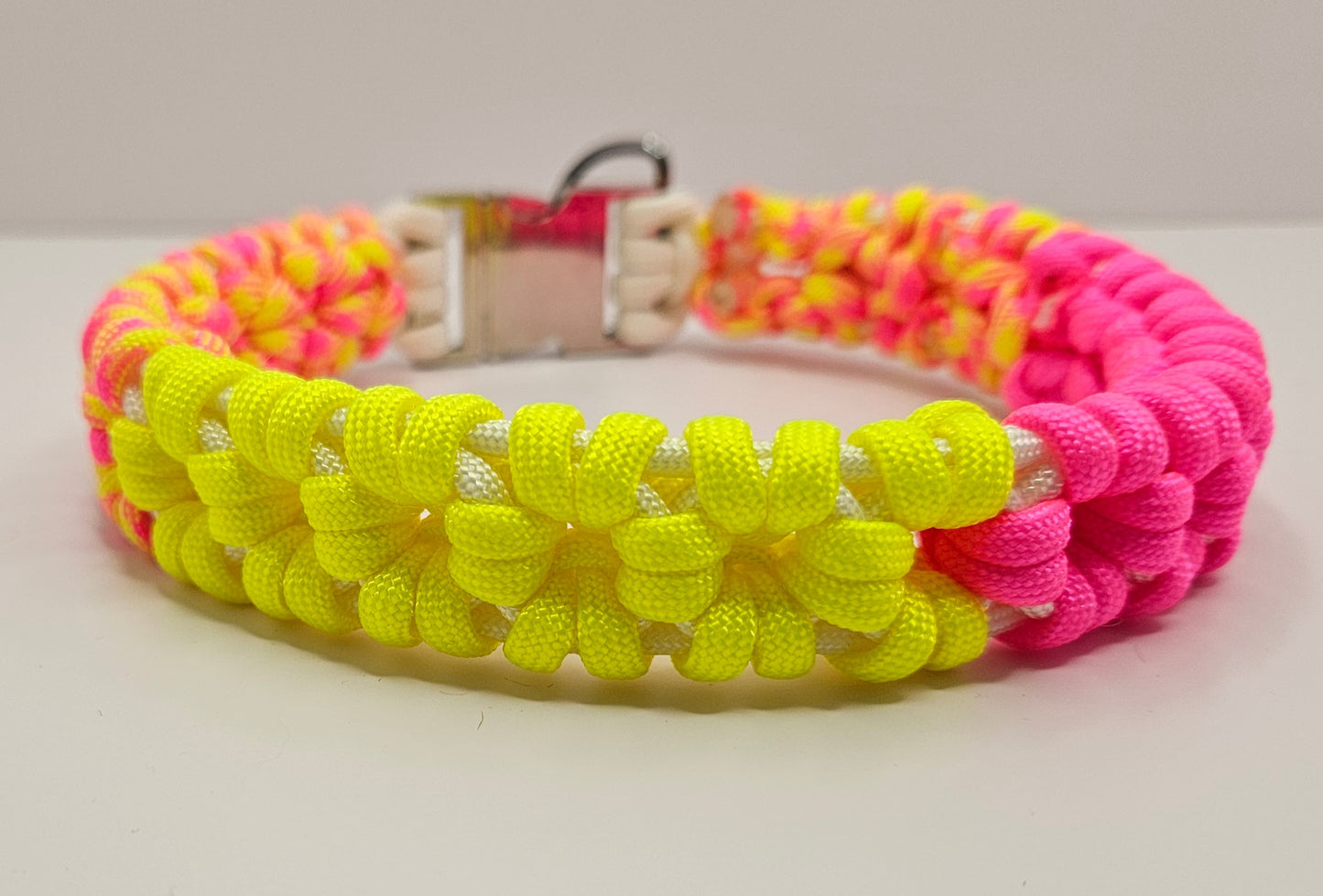 Neon Daisy Flower Paracord Dog Collar - 14 Inch Limited Edition