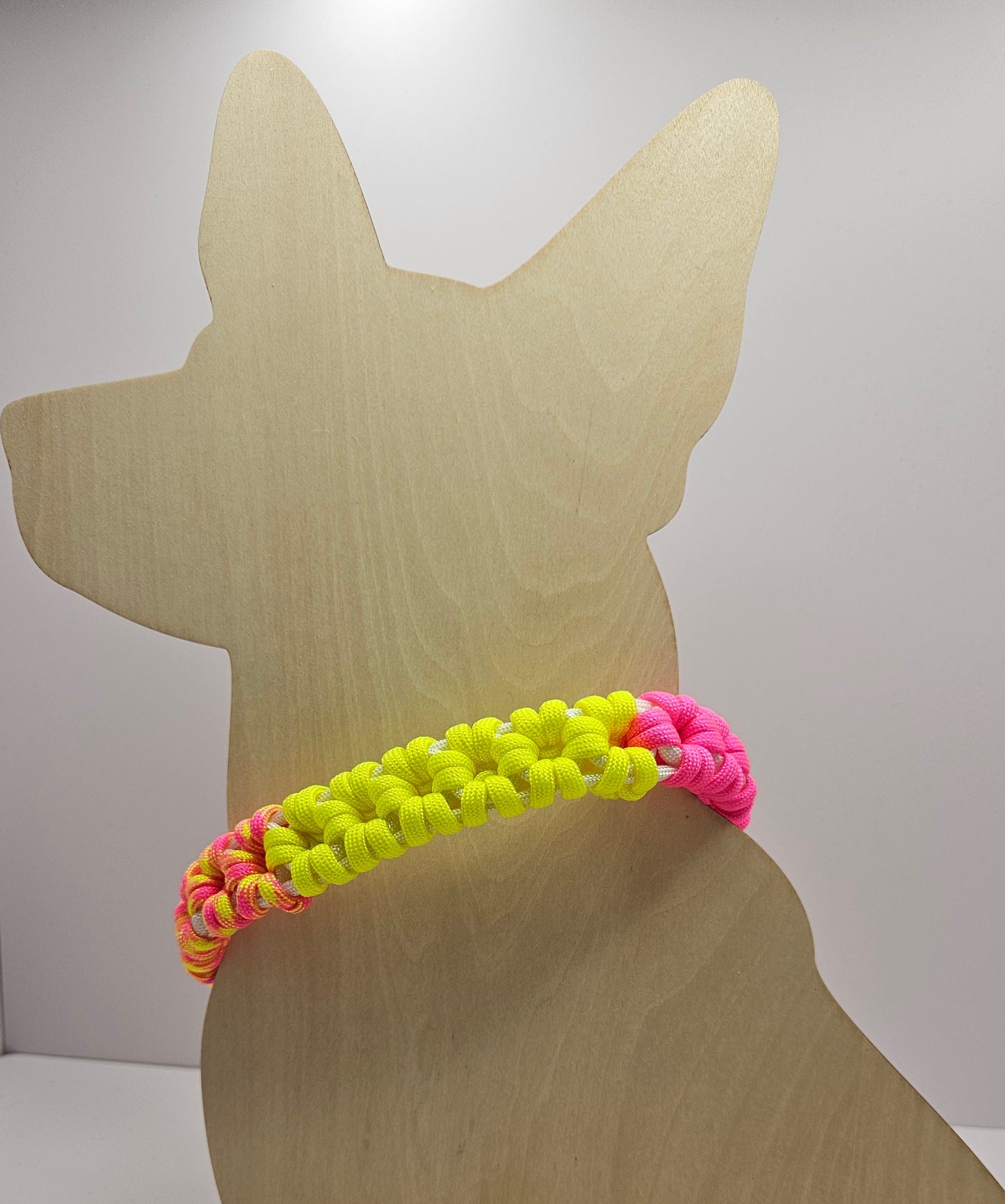 Neon Daisy Flower Paracord Dog Collar - 14 Inch Limited Edition