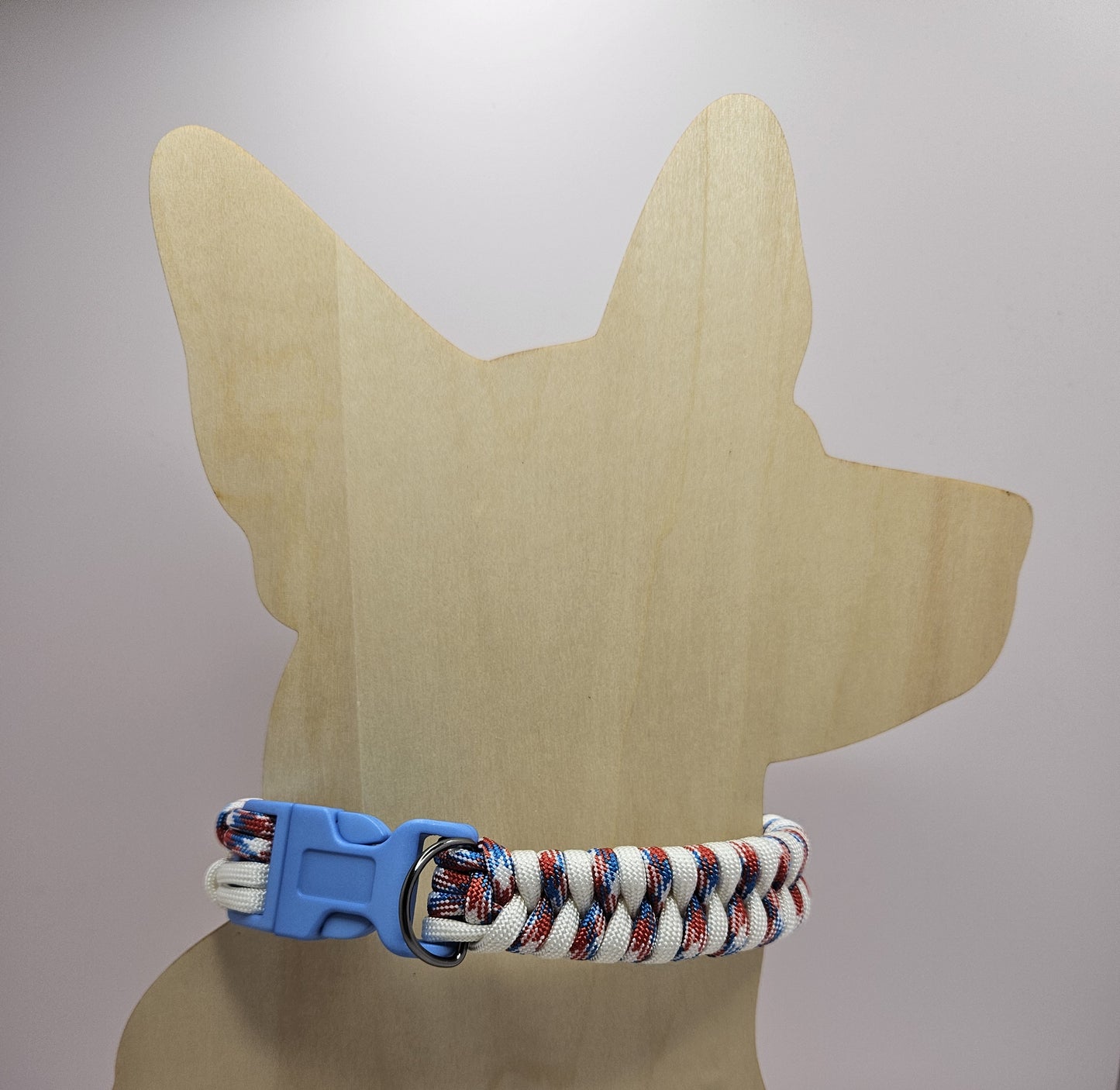 Patriotic Fishtail Weave Paracord Dog Collar - 12 Inch Limited Edition