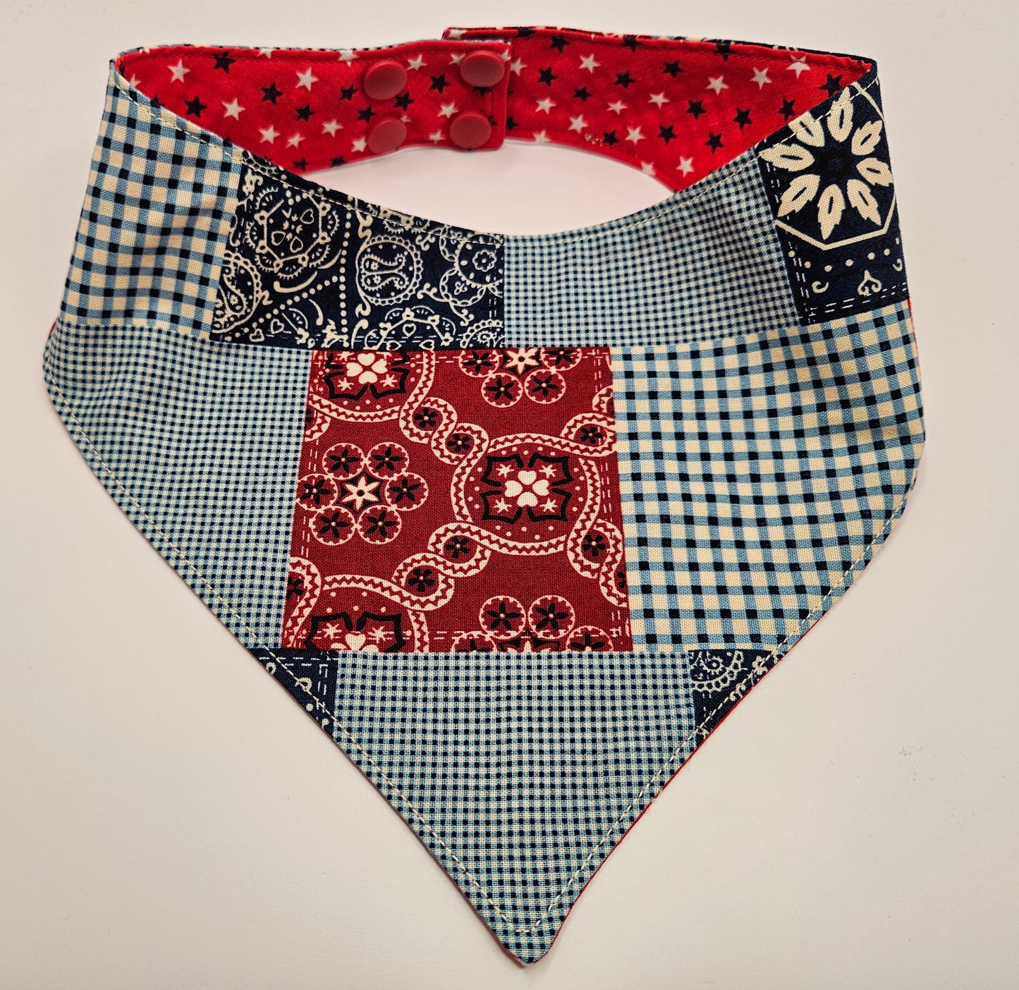 Patriotic Patchwork Snap-On Dog Bandana