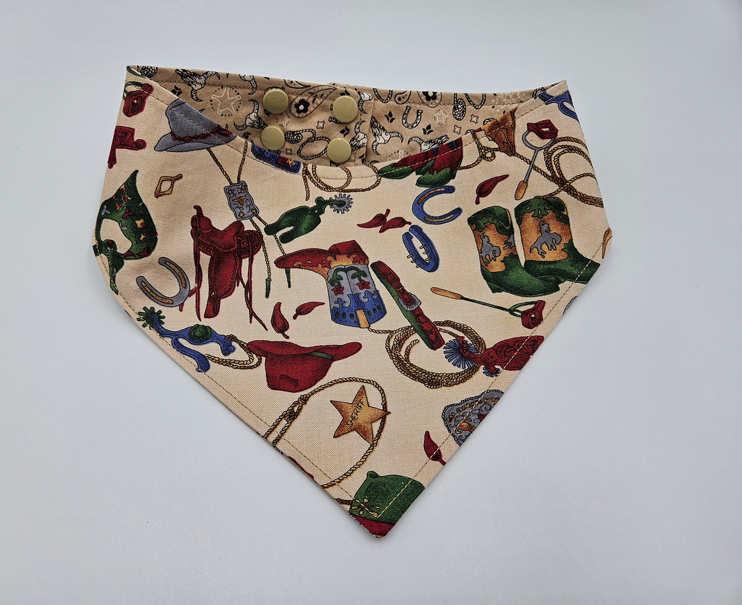 🤠 Western Charm Reversible Snap-On Dog Bandana – Limited Edition Style