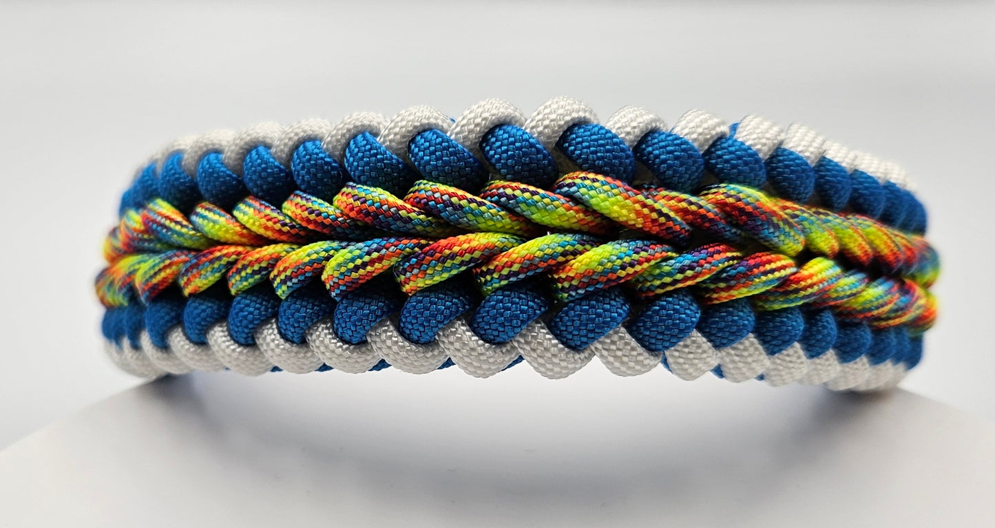 Trippin Rainbow Sanctified Weave Paracord Dog Collar - Limited Edition (fits up to 14 inch)