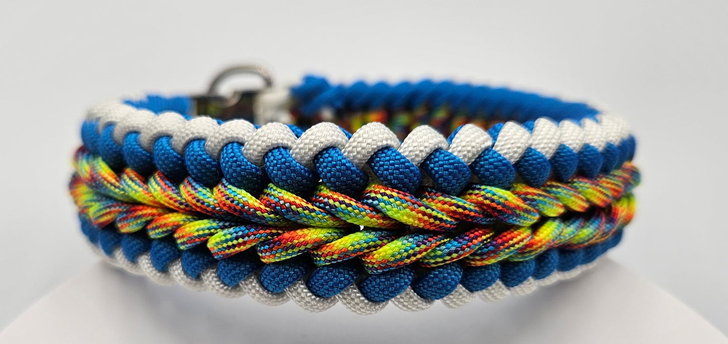Trippin Rainbow Sanctified Weave Paracord Dog Collar - Limited Edition (fits up to 14 inch)