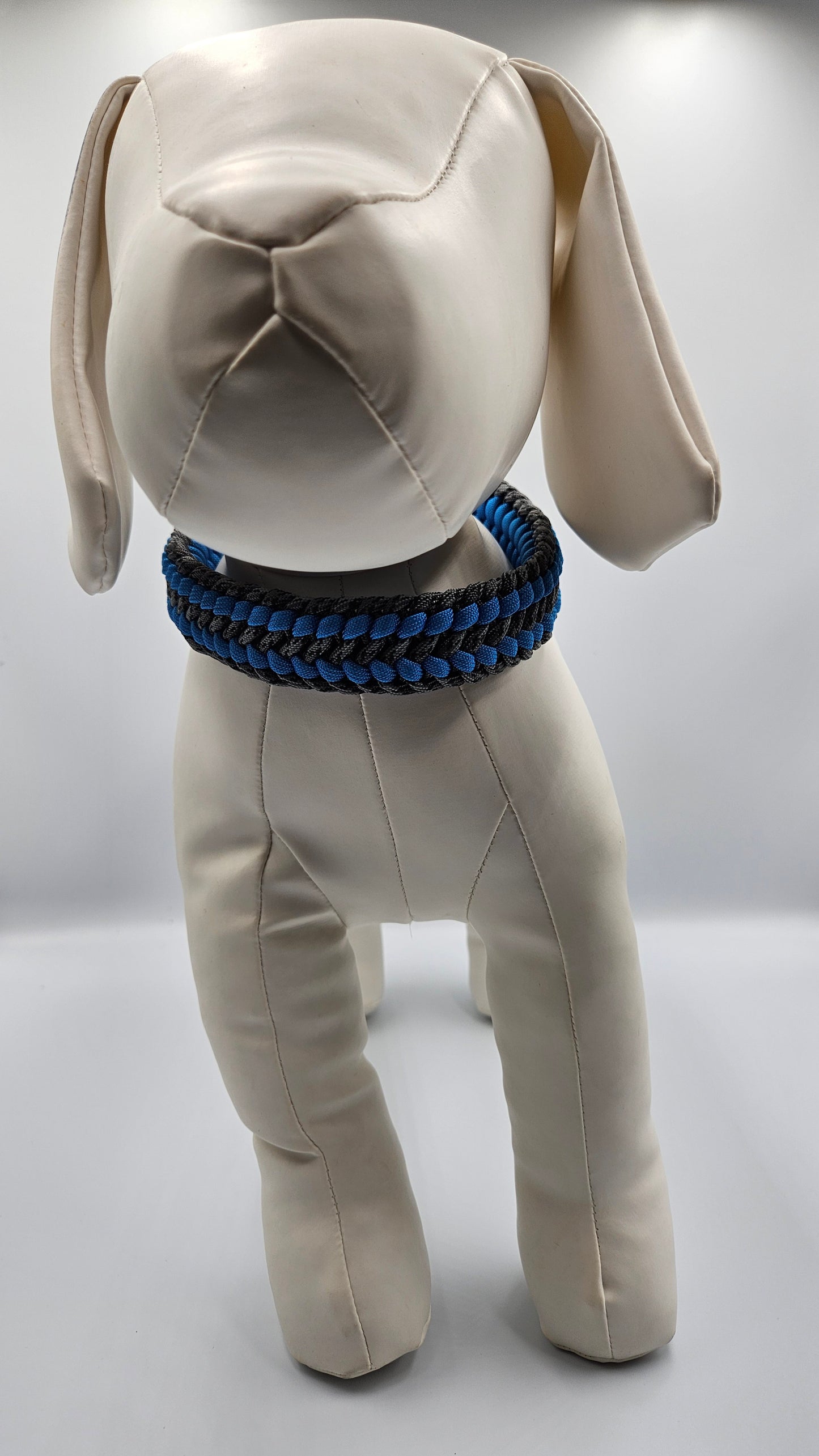 Blue & Grey Sanctified Infinity Weave Paracord Dog Collar - Limited Edition (fits up to 14 inch)