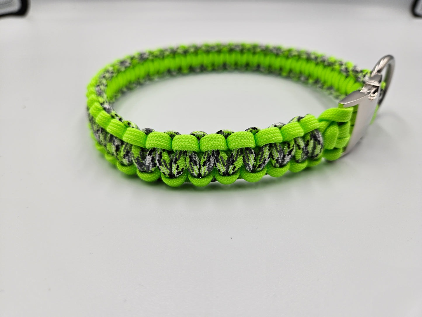 Zombie Edition With Neon Green Apple Cobra Weave Paracord Dog Collar - 16 inch Limited Edition (fits up to 15 inch)