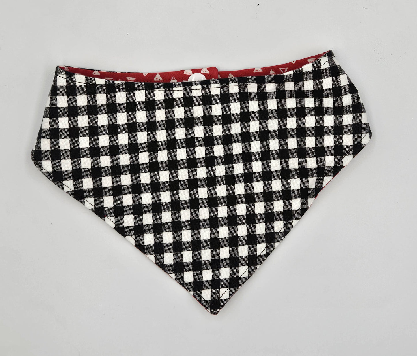 Scarlet & Gingham – Reversible Snap-On Dog Bandana