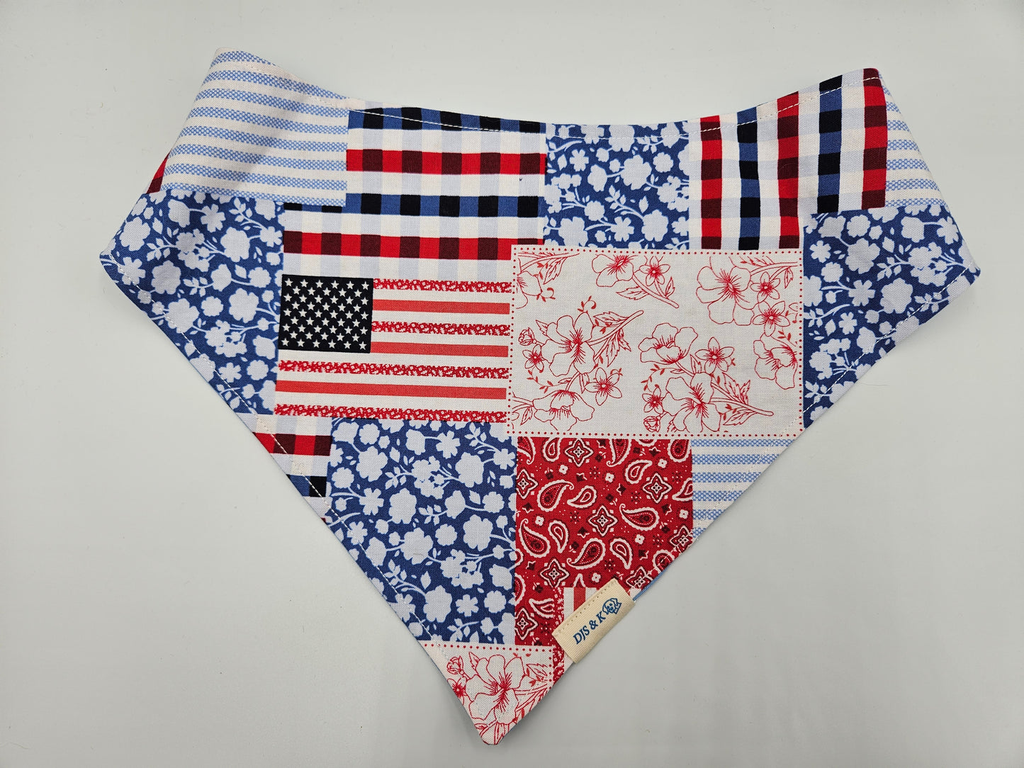 Front Porch Patchwork – Reversible Snap-On Dog Bandana