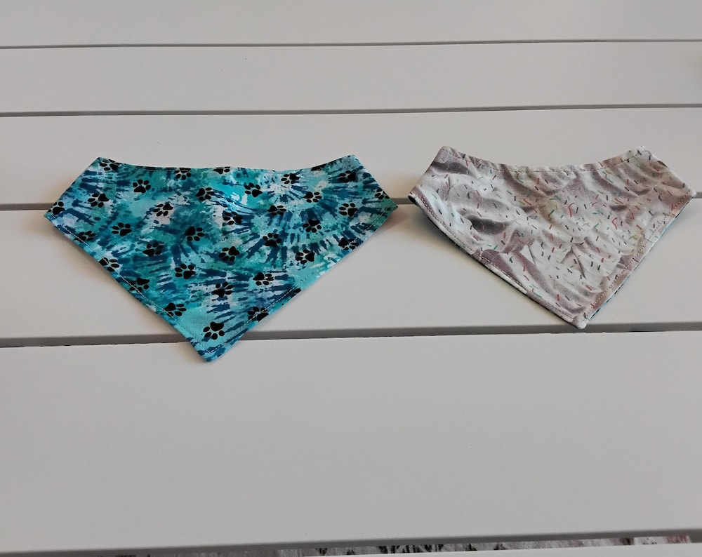 Blue Tie-Dye Paws with Grey Sprinkles Snap-On Dog Bandana