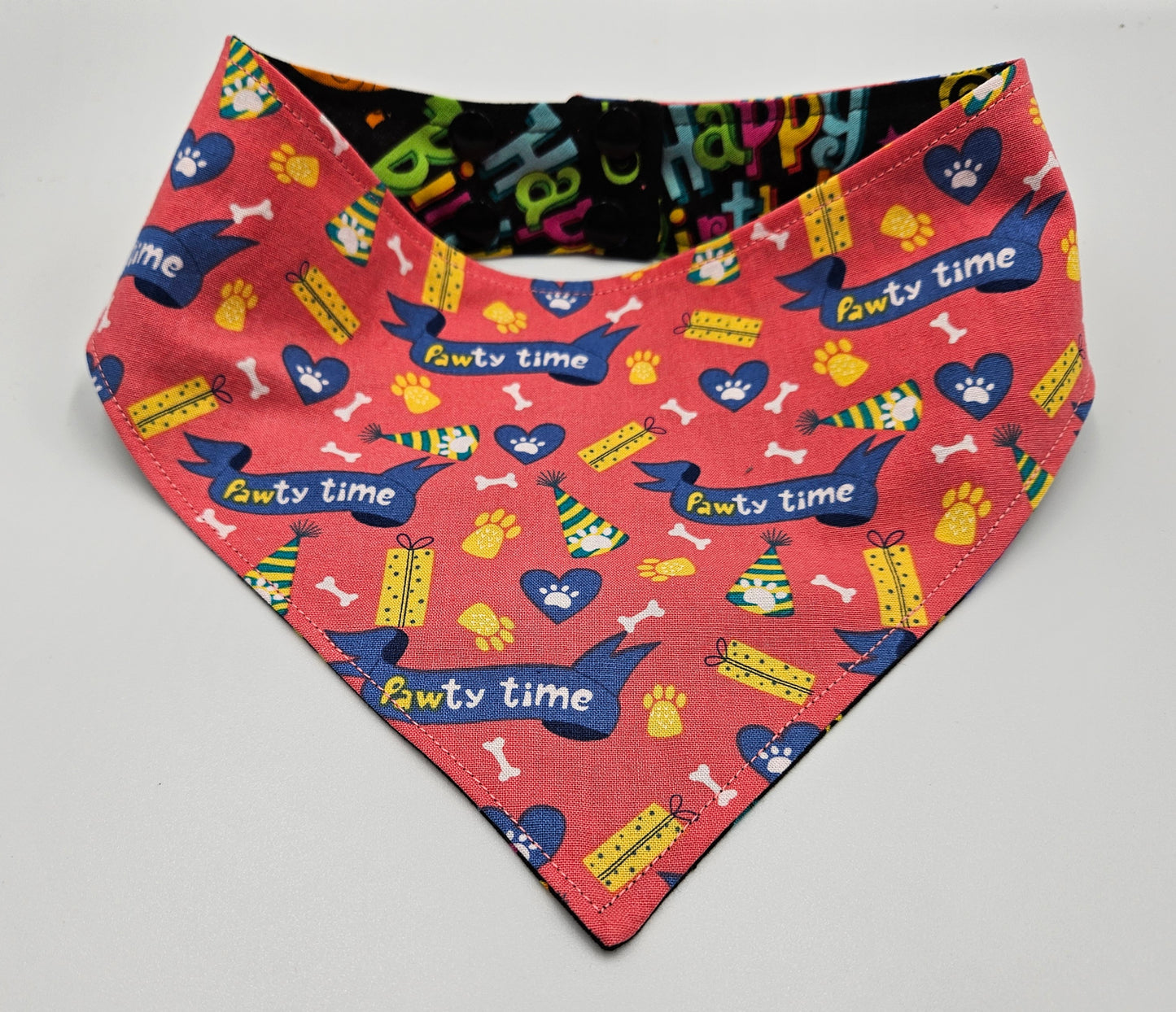 🎉 Pawty Time Reversible Birthday Snap-On Dog Bandana