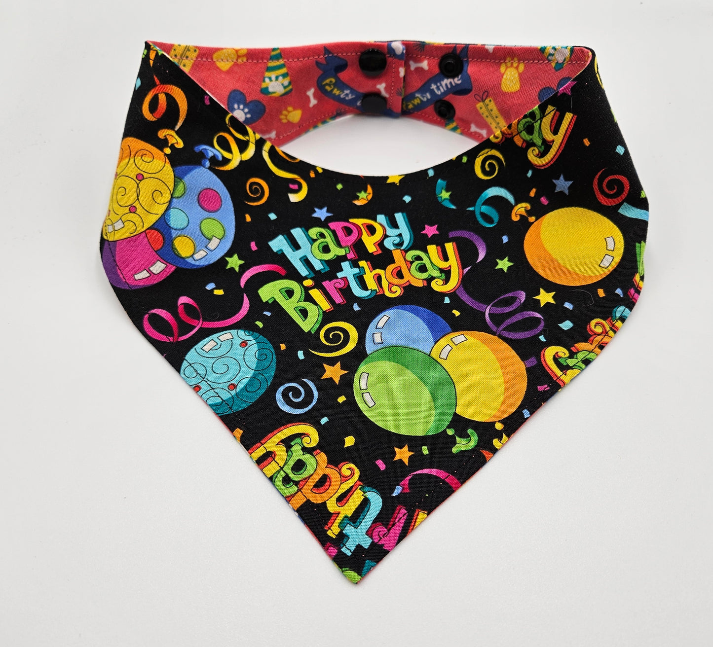 🎉 Pawty Time Reversible Birthday Snap-On Dog Bandana