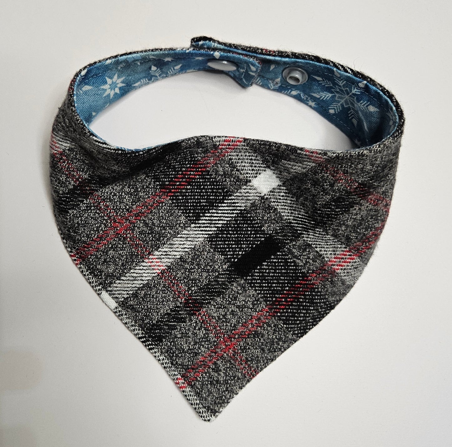 Snowfall Plaid Reversible Snap-on Dog Bandana – Limited Edition Style