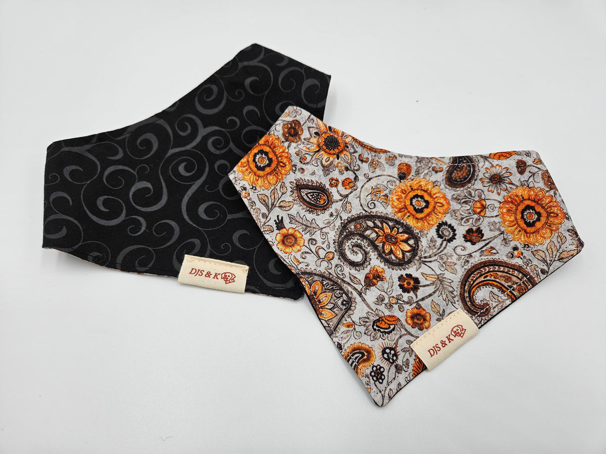 Autumn Harvest Scroll - Reversible Snap-On Dog Bandana