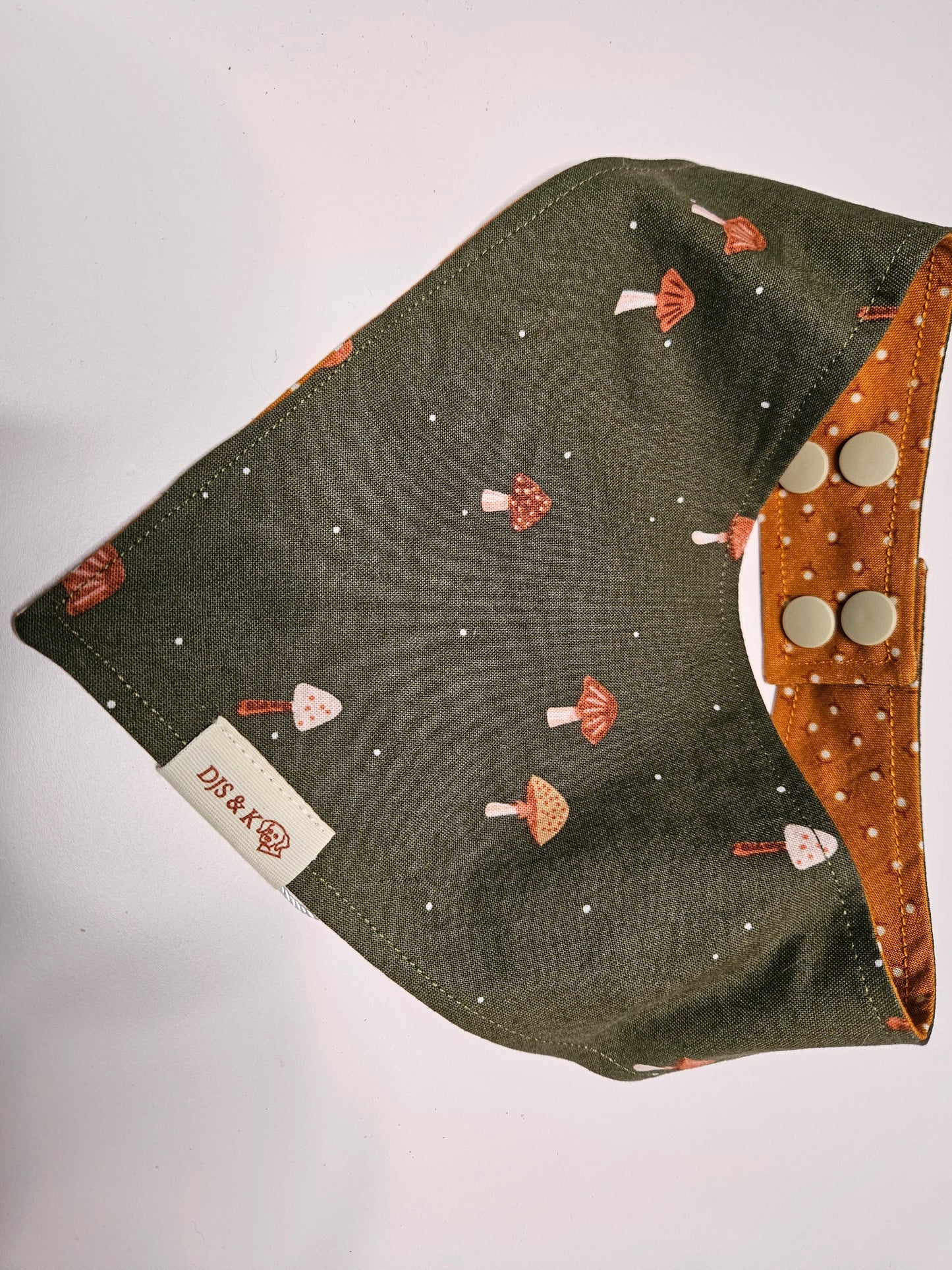Mushroom Meadow - Reversible Snap-On Dog Bandana