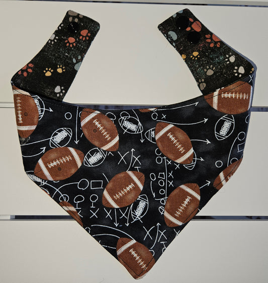 Black Football Snap-on Dog Bandana