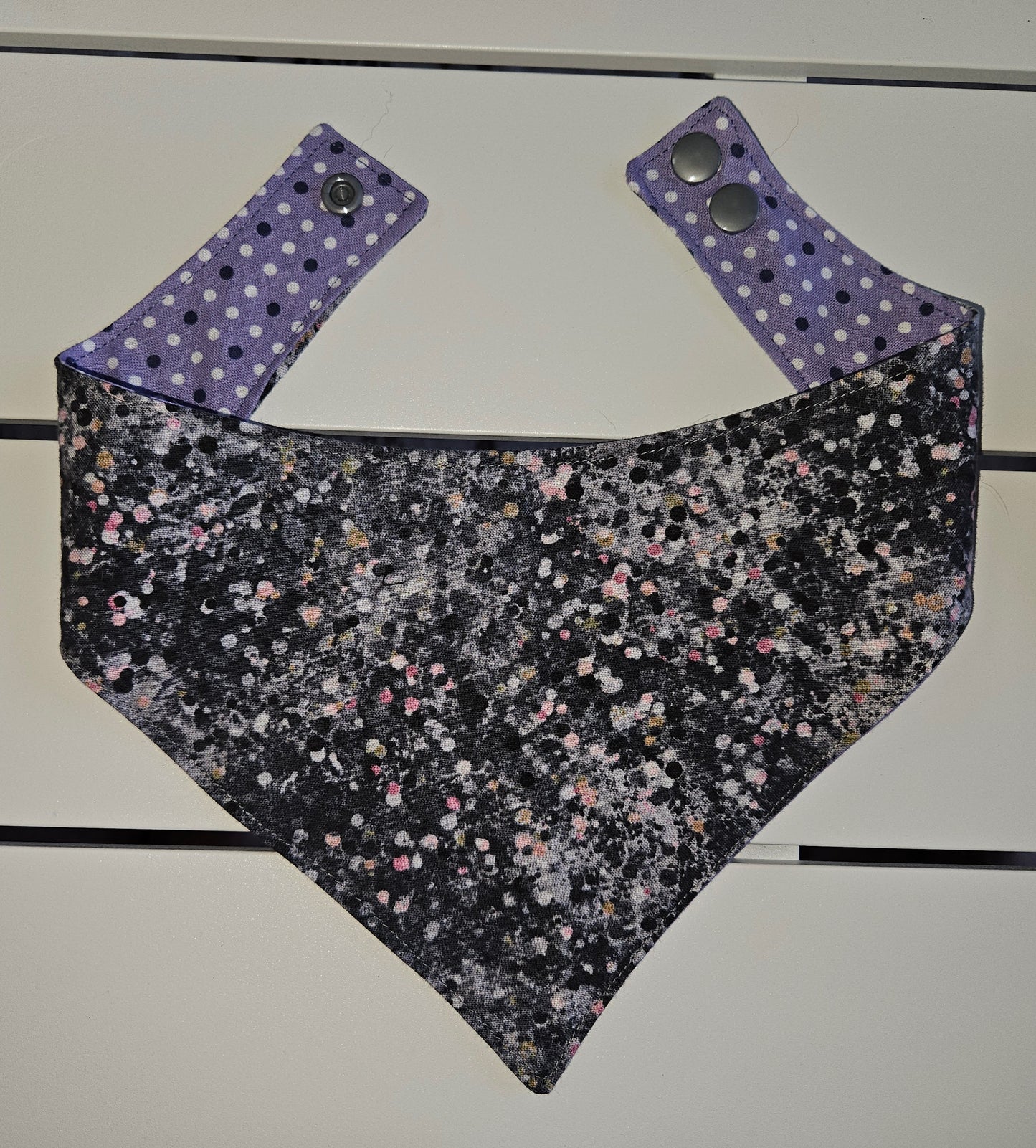 Purple & Grey Snap-On Dog Bandana