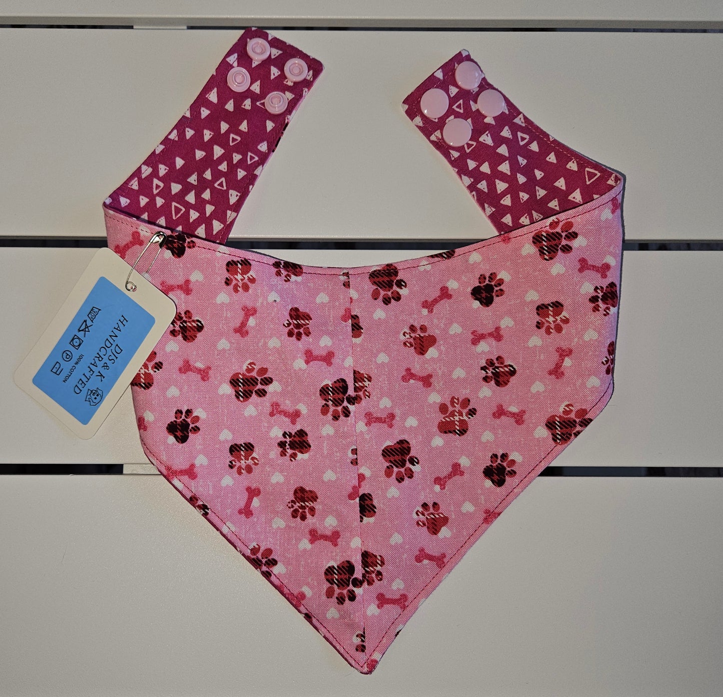 Pink Paws Snap-On Dog Bandana