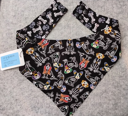 Small Sugar Skull Dogs Snap-On Dog Bandana