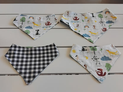 Yoga Dogs with Blue Plaid Snap-On Dog Bandana