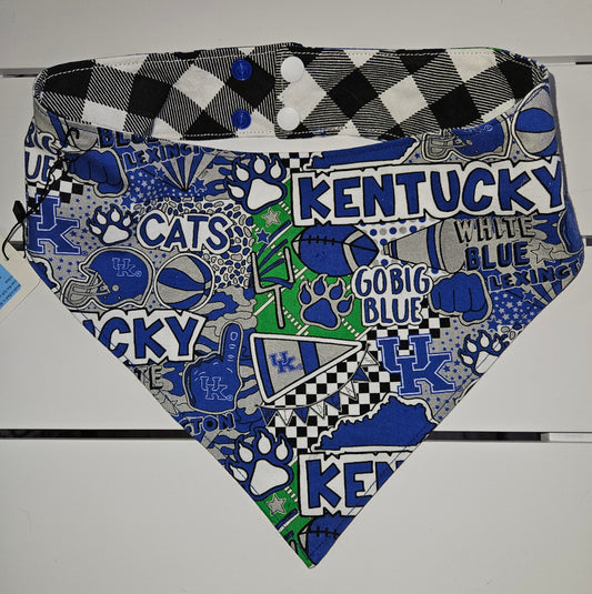 UK Pop Art with Blue & Green Paws Snap-on Dog Bandana