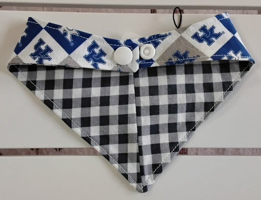 Blue and White Checkered UK Fabric with Blue & Grey Plaid Snap-On Dog