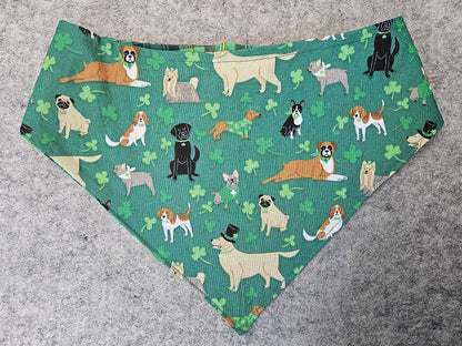 Green Plaid & Shamrocks Snap-On Dog Bandana