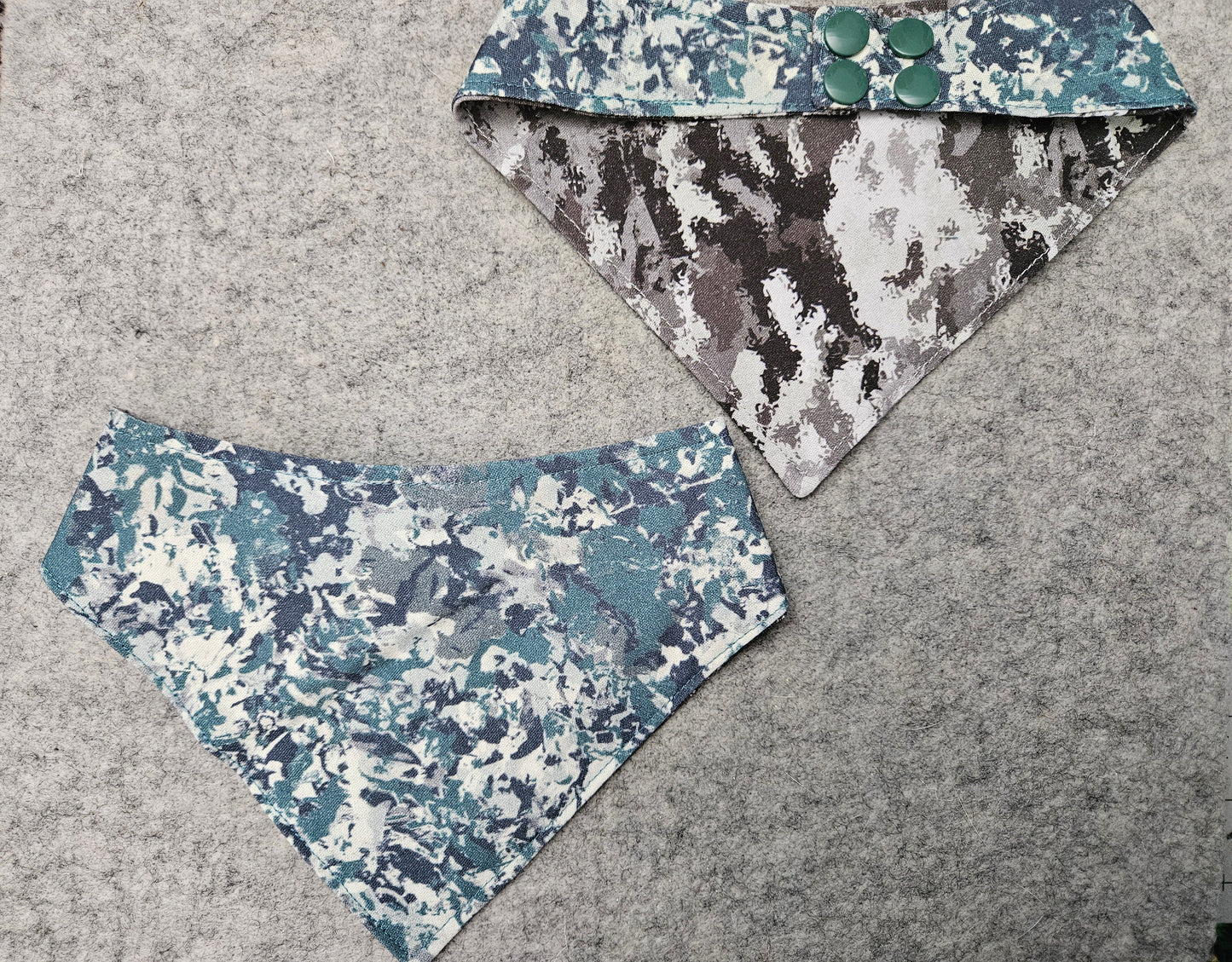 Green and Grey Camo Snap-On Dog Bandana