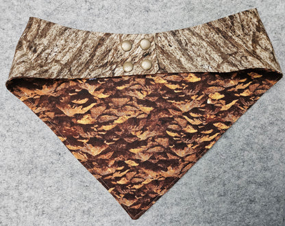 Brown Woodsy Camo Snap-On Dog Bandana