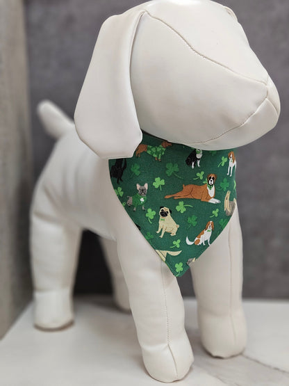 Green Plaid & Shamrocks Snap-On Dog Bandana