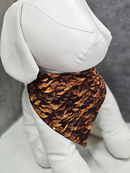 Brown Woodsy Camo Snap-On Dog Bandana