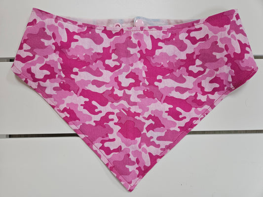 Dark Pink Camo Snap-On Dog Bandana