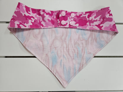 Dark Pink Camo Snap-On Dog Bandana