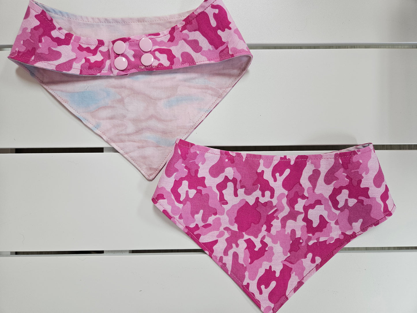 Dark Pink Camo Snap-On Dog Bandana