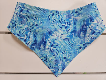 Blue Ocean Waves with Plaid Snap-On Dog Bandana