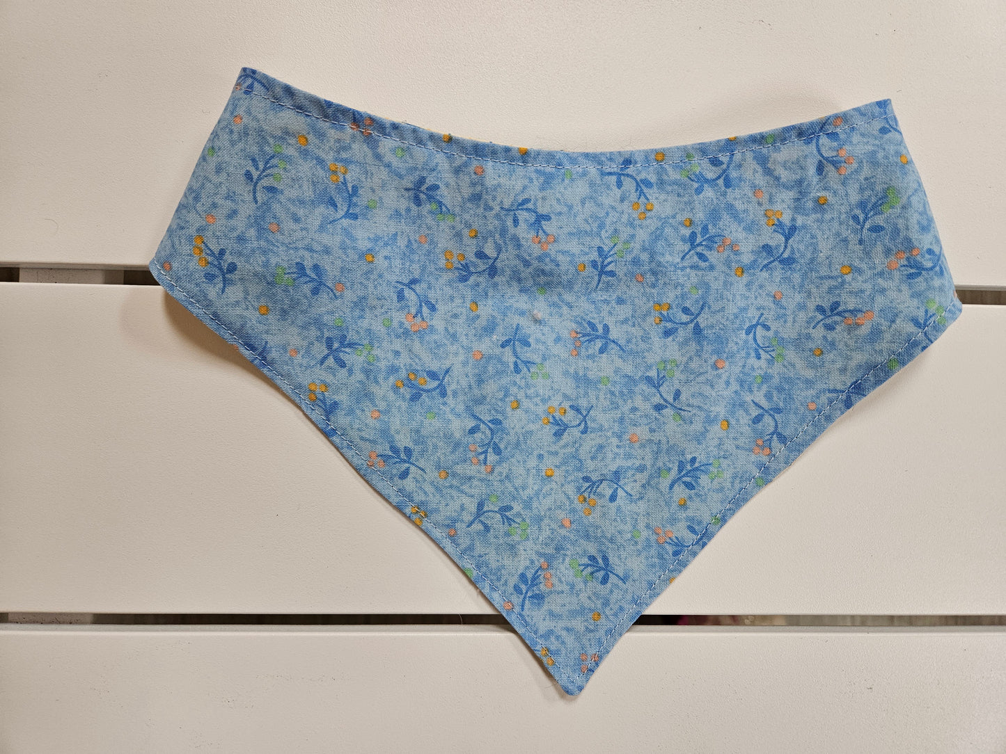 Blue Floral with Yellow Plaid Snap-On Dog Bandana
