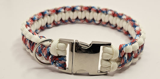 Cobra Weave Patriotic Paracord Dog Collar - 11 Inch Limited Edition