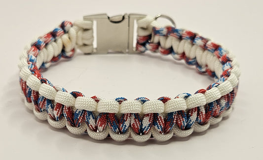 Cobra Weave Patriotic Paracord Dog Collar - 11 Inch Limited Edition