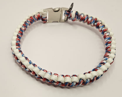 Bootlace Bar Patriotic Weave Paracord Dog Collar - 13 Inch Limited Edition