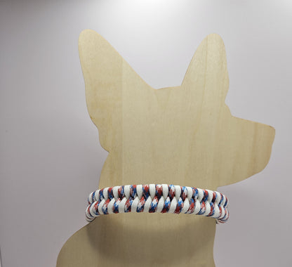 Patriotic Fishtail Weave Paracord Dog Collar - 12 Inch Limited Edition